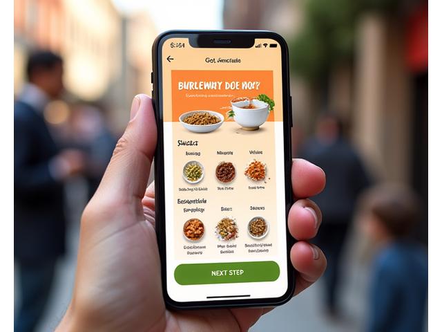Antaramuka interaktif 'Build Your Own Bowl' yang dioptimumkan untuk peranti mudah alih dengan pilihan sentuhan mesra.