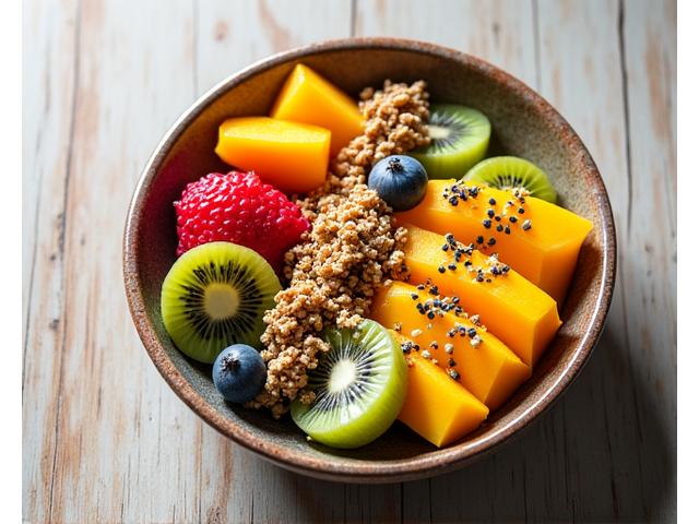 Bowl buah sihat dengan granola
