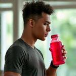 Khairul Azman menikmati jus Tropika Nectar selepas bersenam
