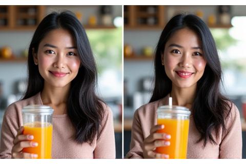 Gambar sebelum dan selepas Siti, menunjukkan badan yang lebih cergas.