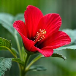 Bunga roselle merah terang yang matang.